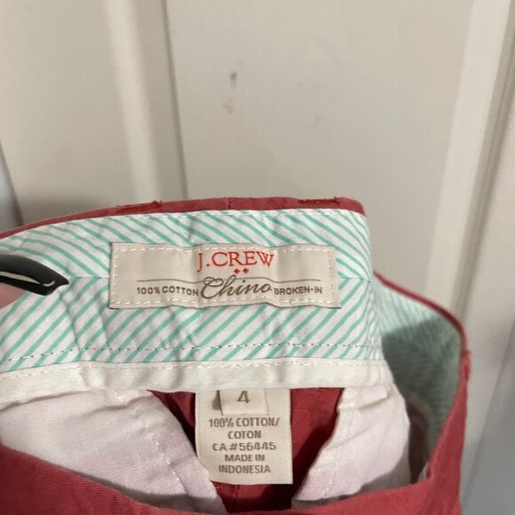 J. Crew Womens Pink Mid Rise Pockets Cotton Broken In Chino Shorts Size 4 - Picture 2 of 8